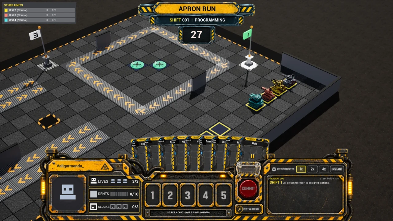 The play screen during programming